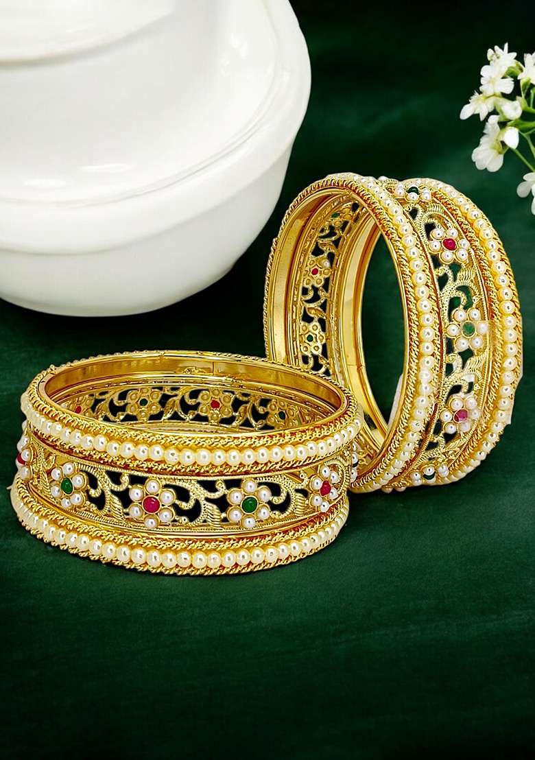 Golden Alloy Bangles - Indya