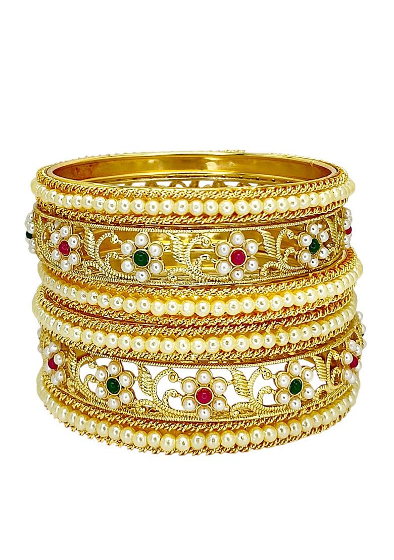 Golden Alloy Bangles - Indya