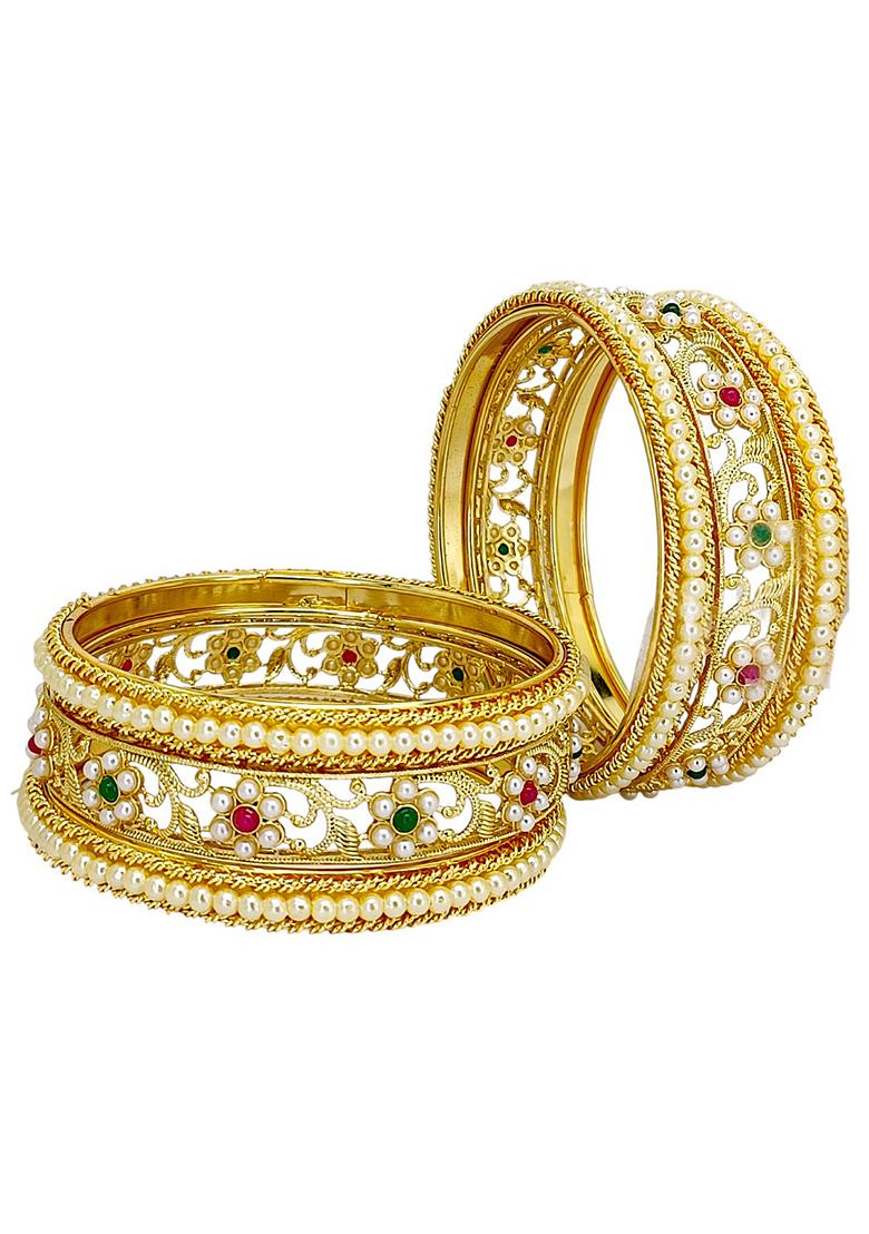 Golden Alloy Bangles - Indya