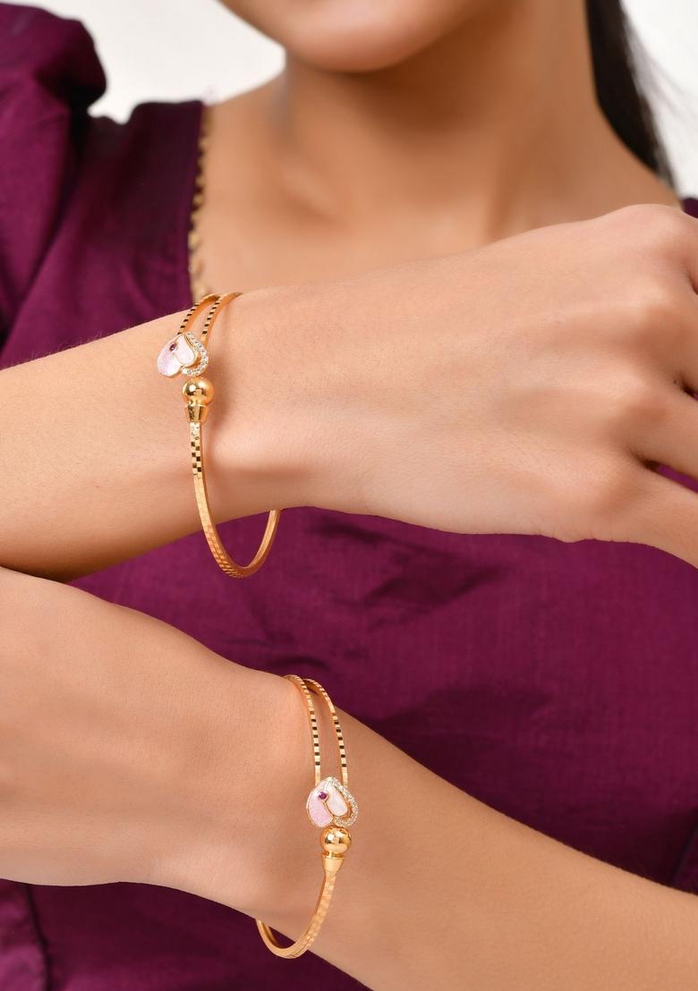 Gold Stainless Steel Bangles - Indya