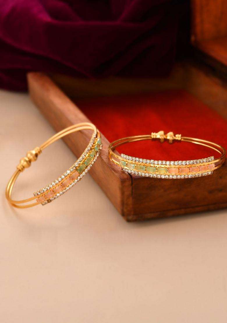 Gold Stainless Steel Bangles - Indya