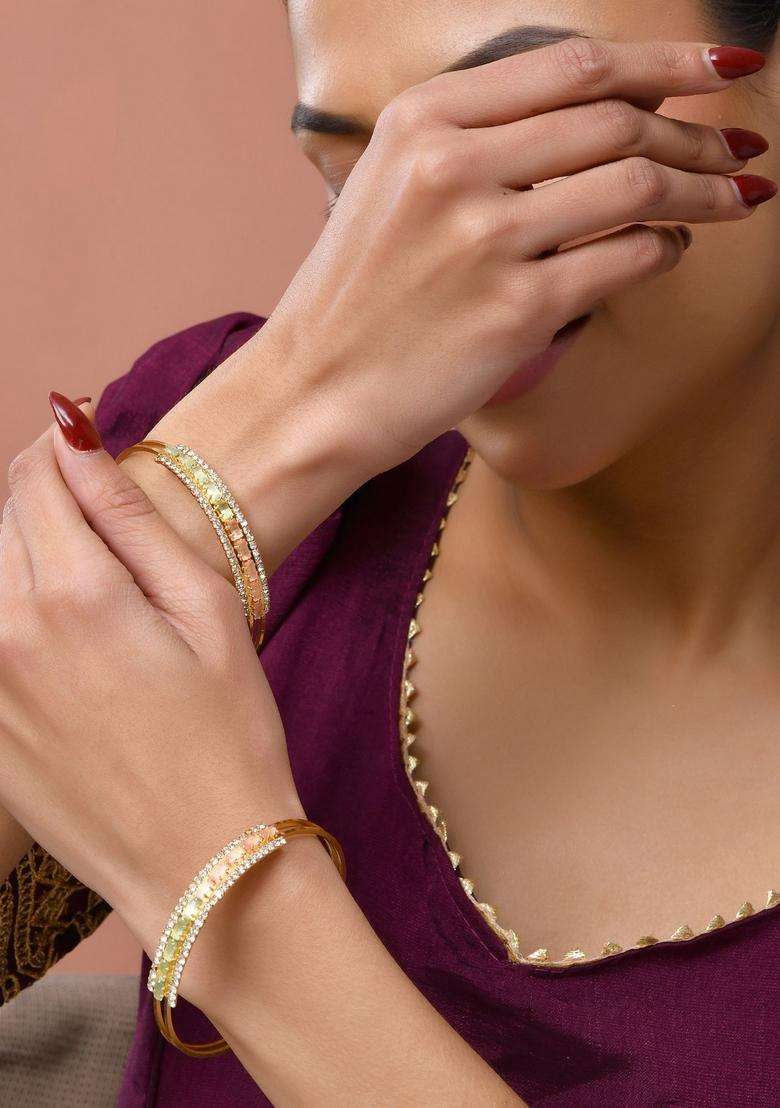 Gold Stainless Steel Bangles - Indya