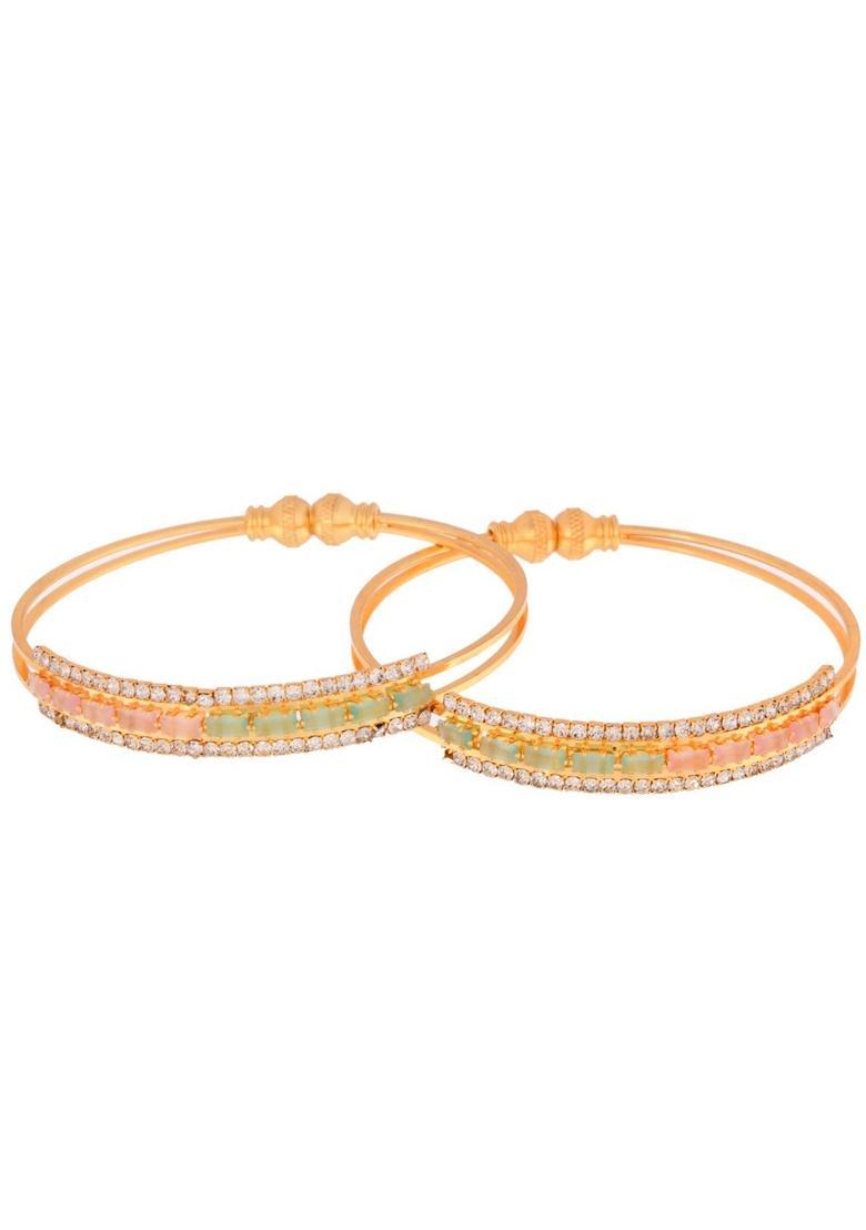Gold Stainless Steel Bangles - Indya