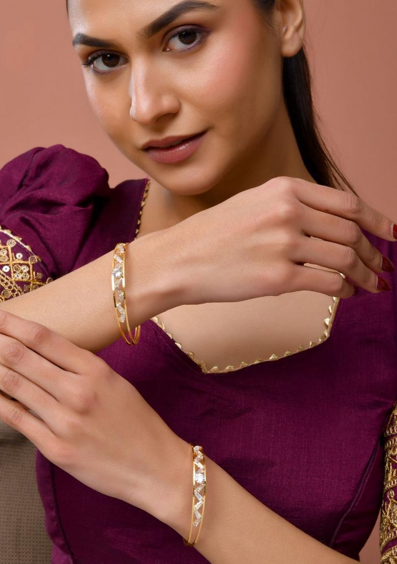 Gold Stainless Steel Bangles - Indya