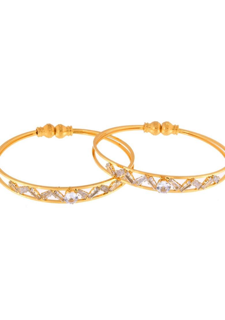 Gold Stainless Steel Bangles - Indya