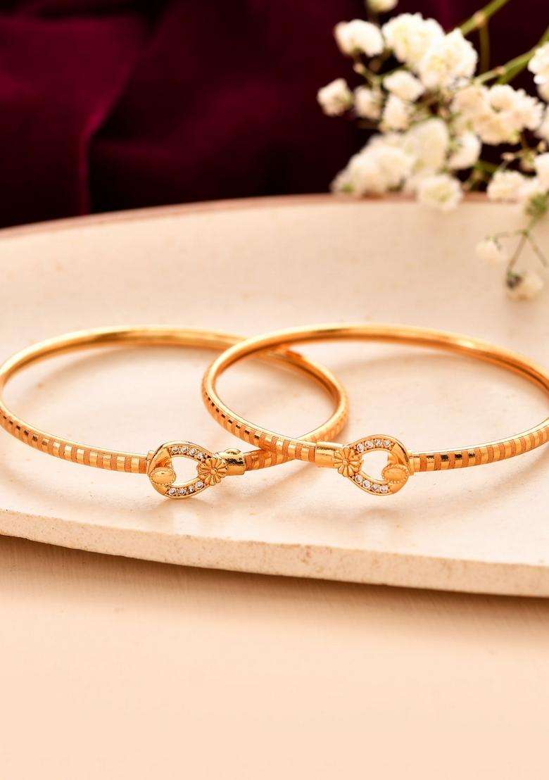 Gold Stainless Steel Bangles - Indya