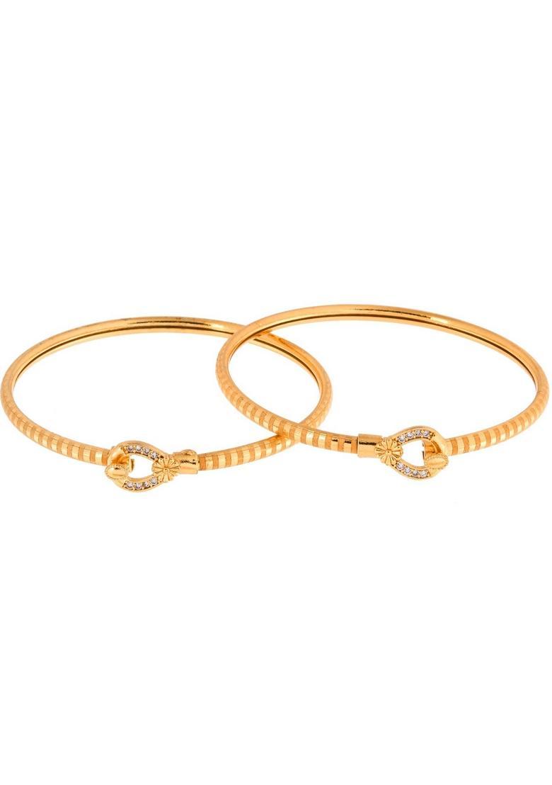 Gold Stainless Steel Bangles - Indya