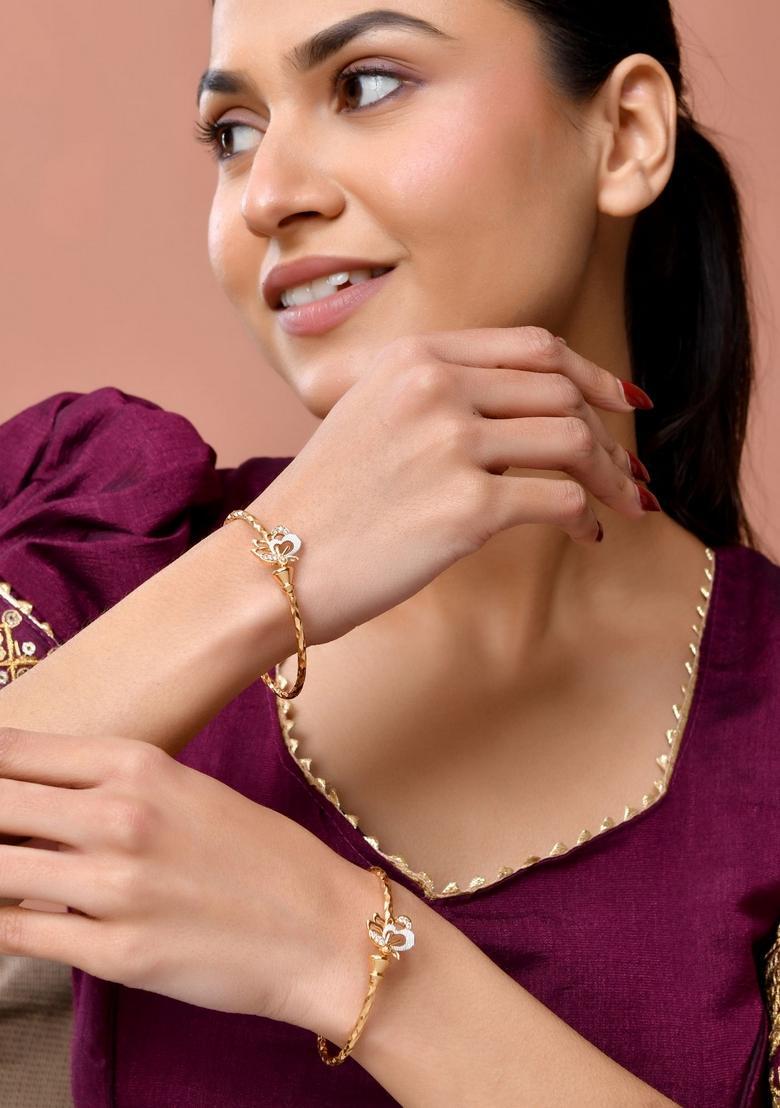 Gold Stainless Steel Bangles - Indya