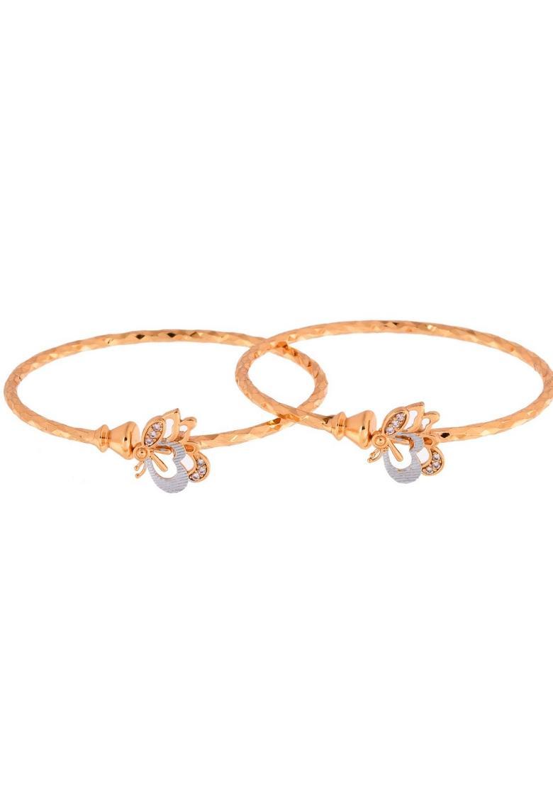 Gold Stainless Steel Bangles - Indya