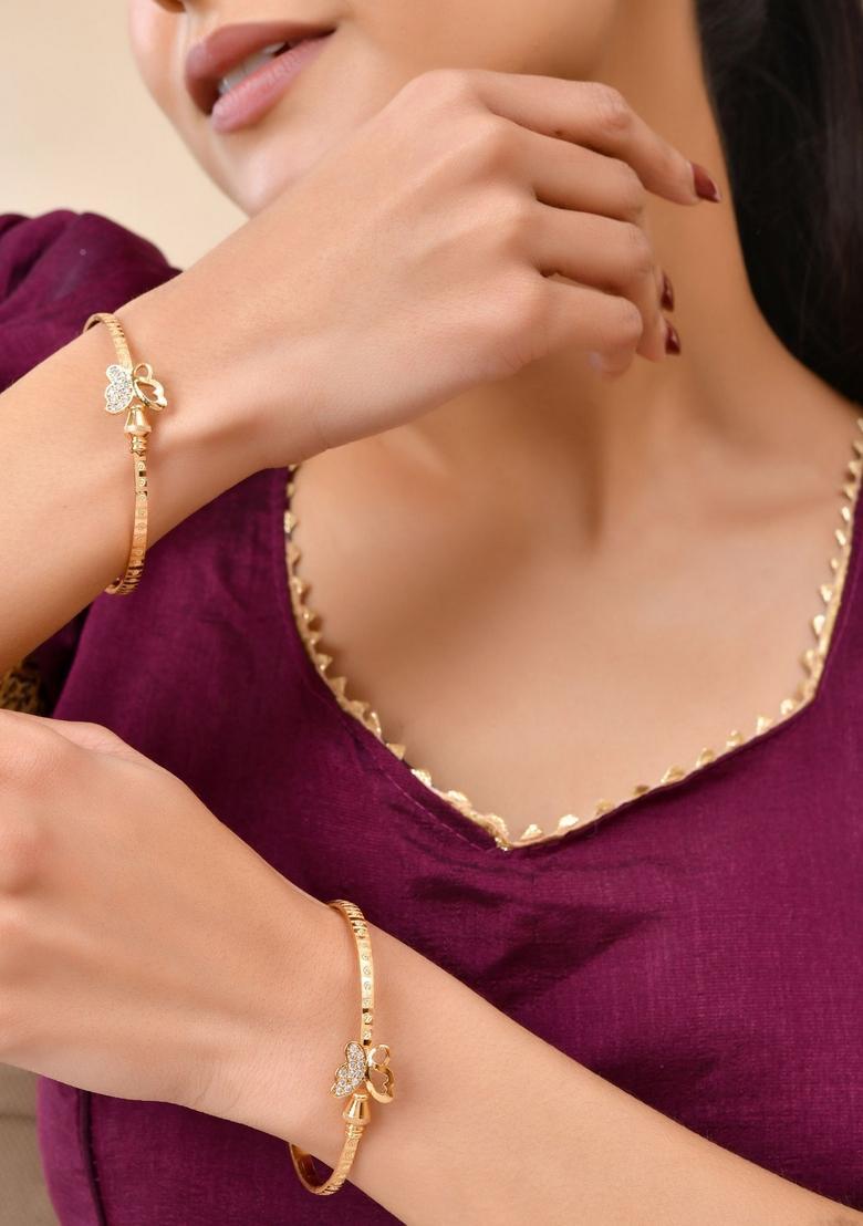 Gold Stainless Steel Bangles - Indya