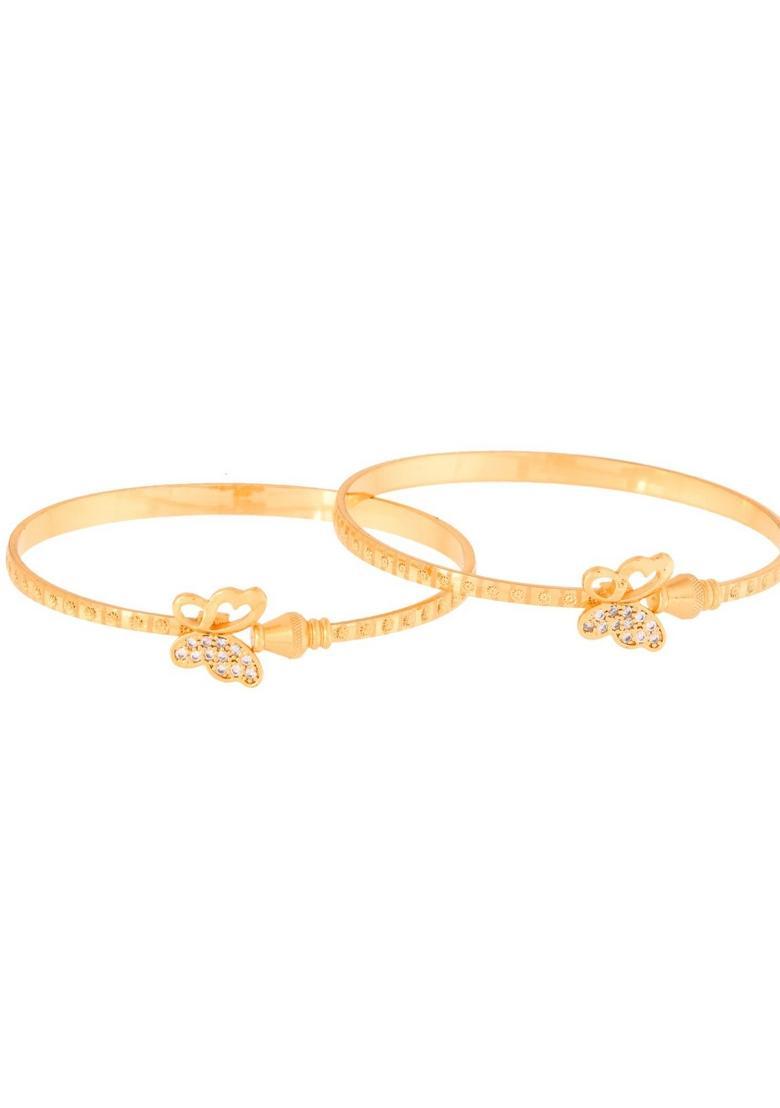 Gold Stainless Steel Bangles - Indya