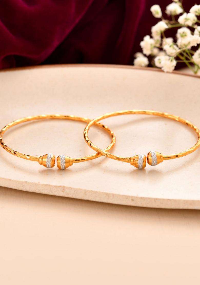 Gold Stainless Steel Bangles - Indya