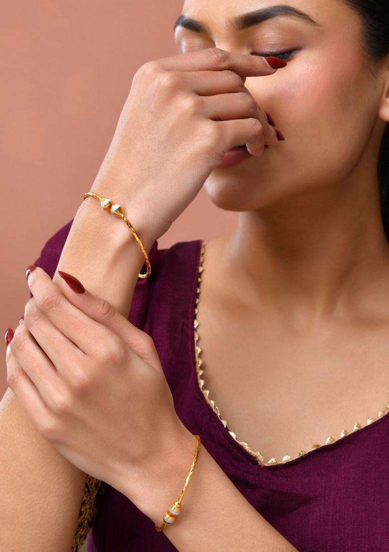 Gold Stainless Steel Bangles - Indya