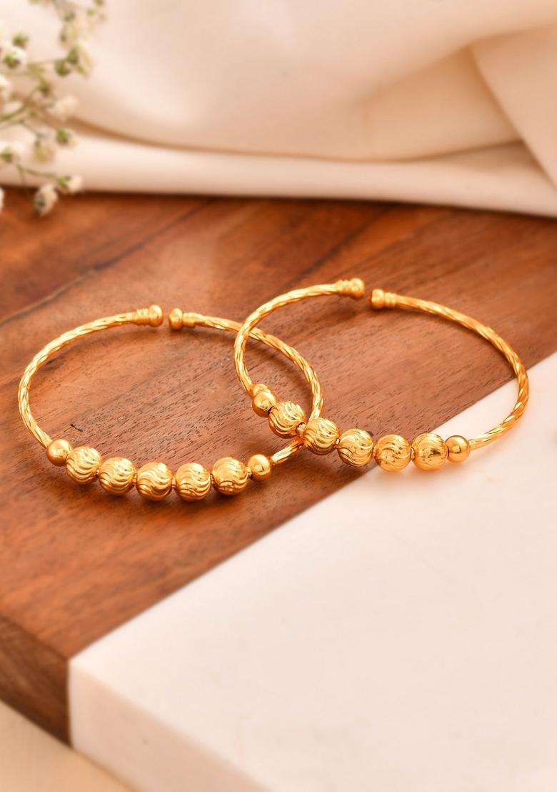 Gold Stainless Steel Bangles - Indya