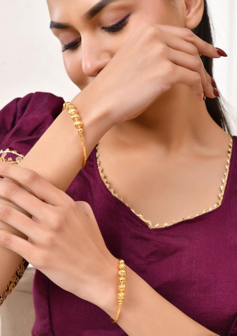 Gold Stainless Steel Bangles - Indya