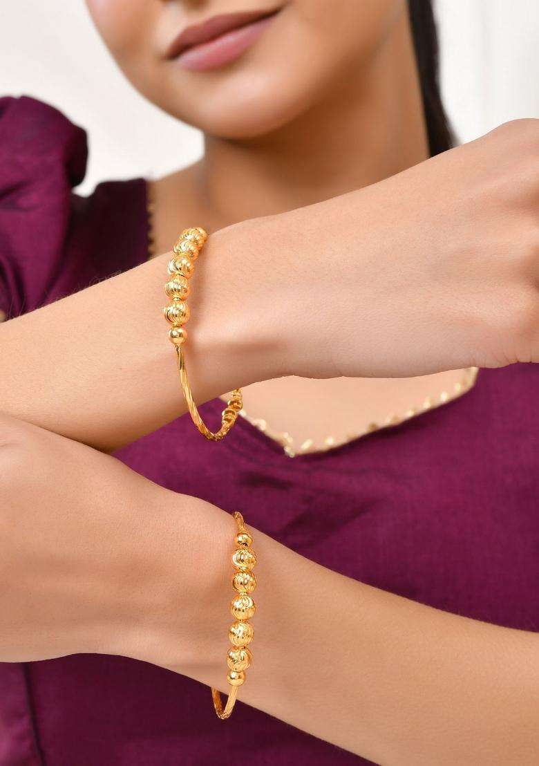 Gold Stainless Steel Bangles - Indya