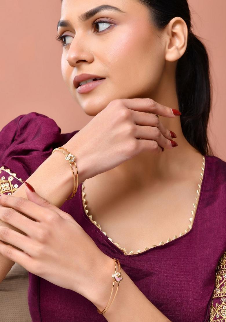 Gold Stainless Steel Bangles - Indya