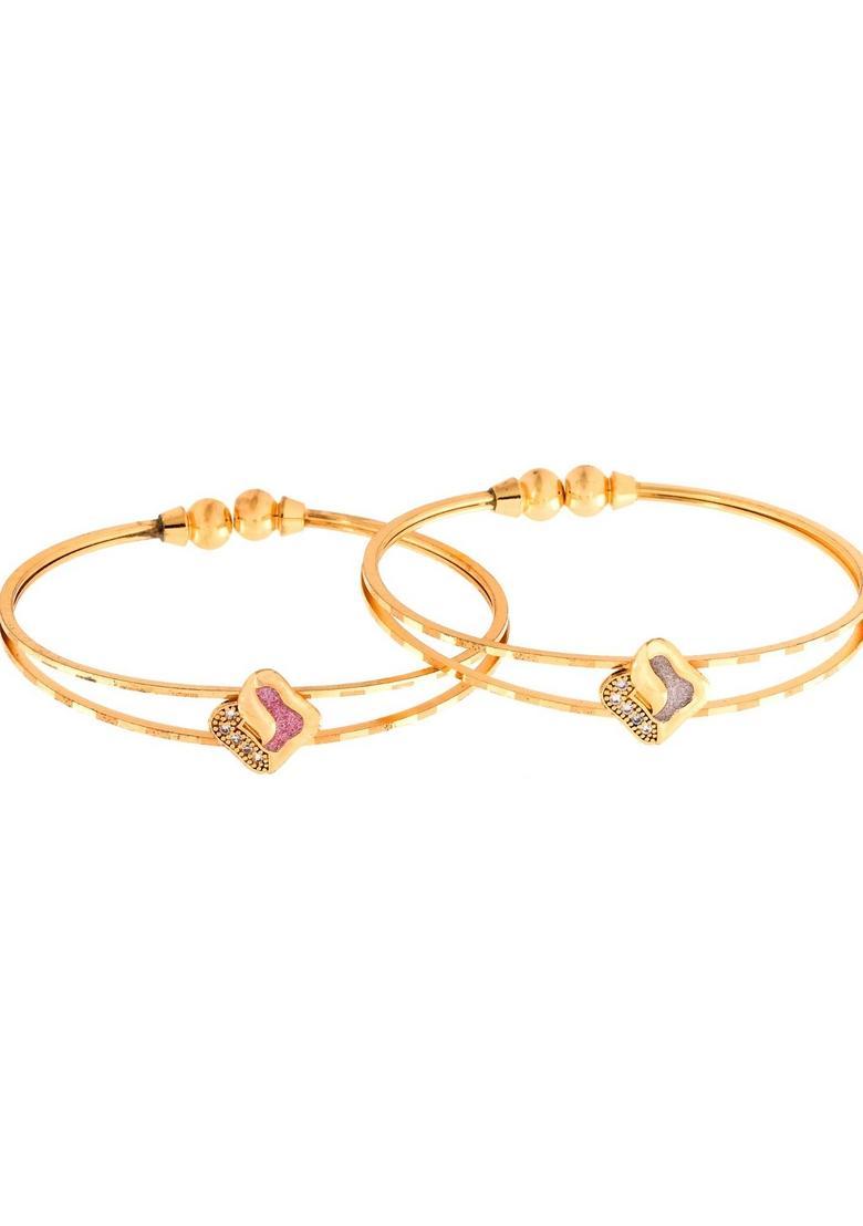 Gold Stainless Steel Bangles - Indya