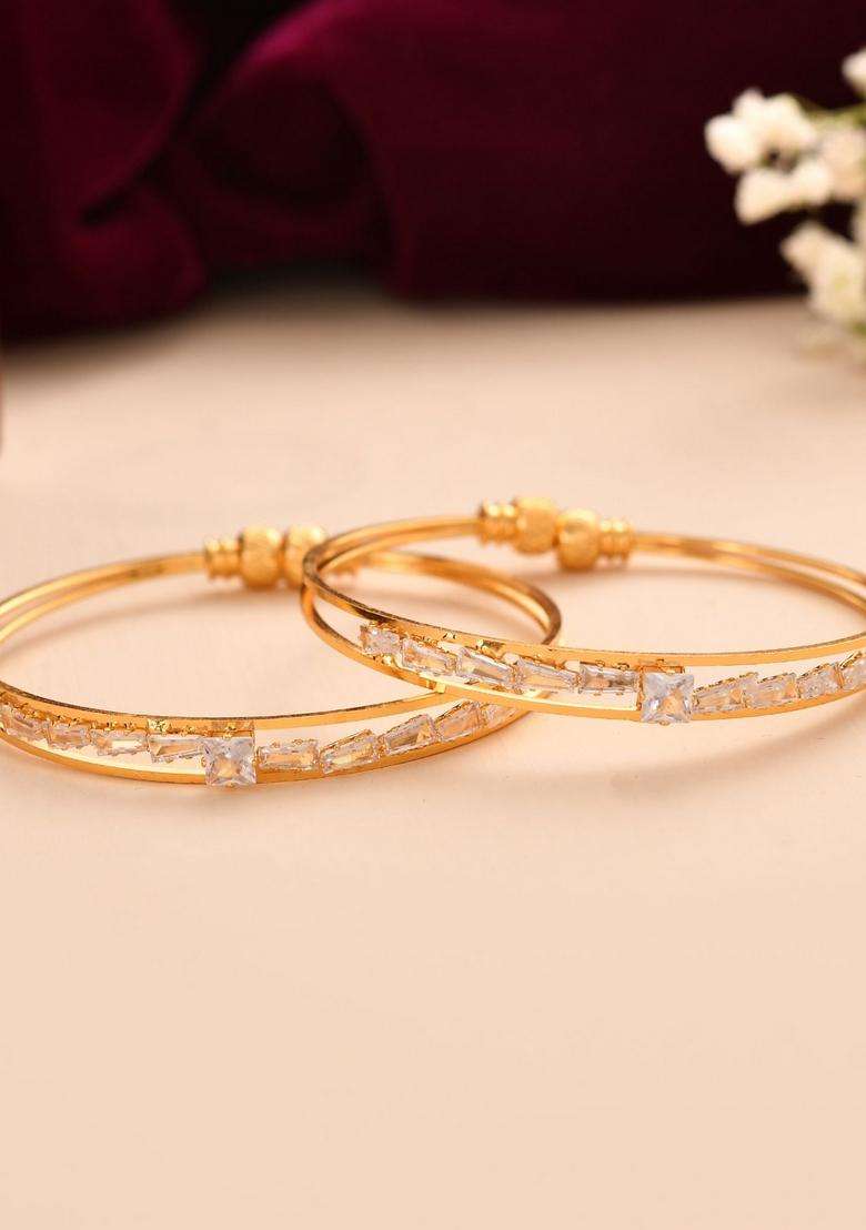 Gold Stainless Steel Bangles - Indya