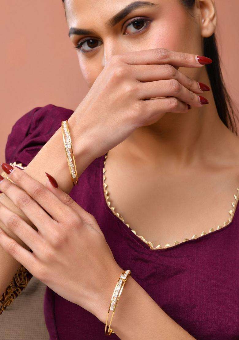 Gold Stainless Steel Bangles - Indya