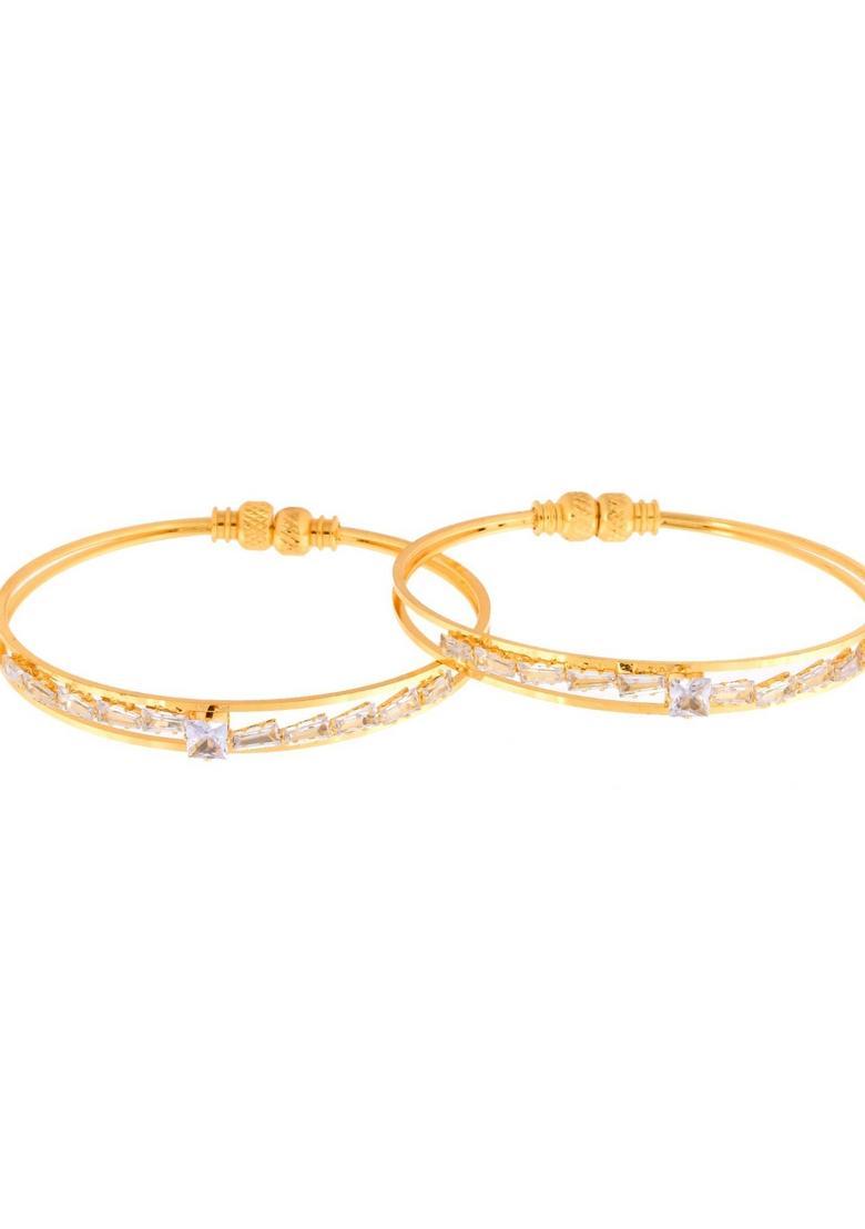 Gold Stainless Steel Bangles - Indya