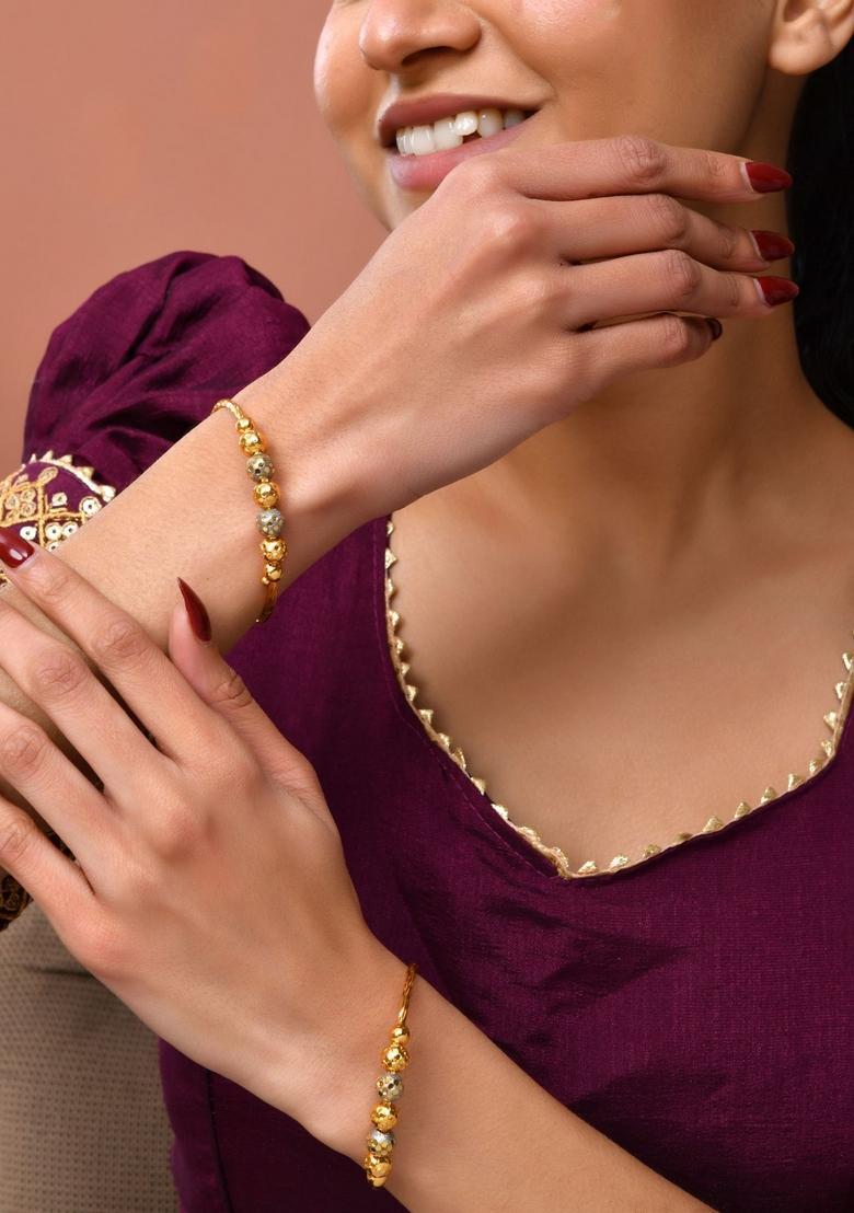 Gold Stainless Steel Bangles - Indya