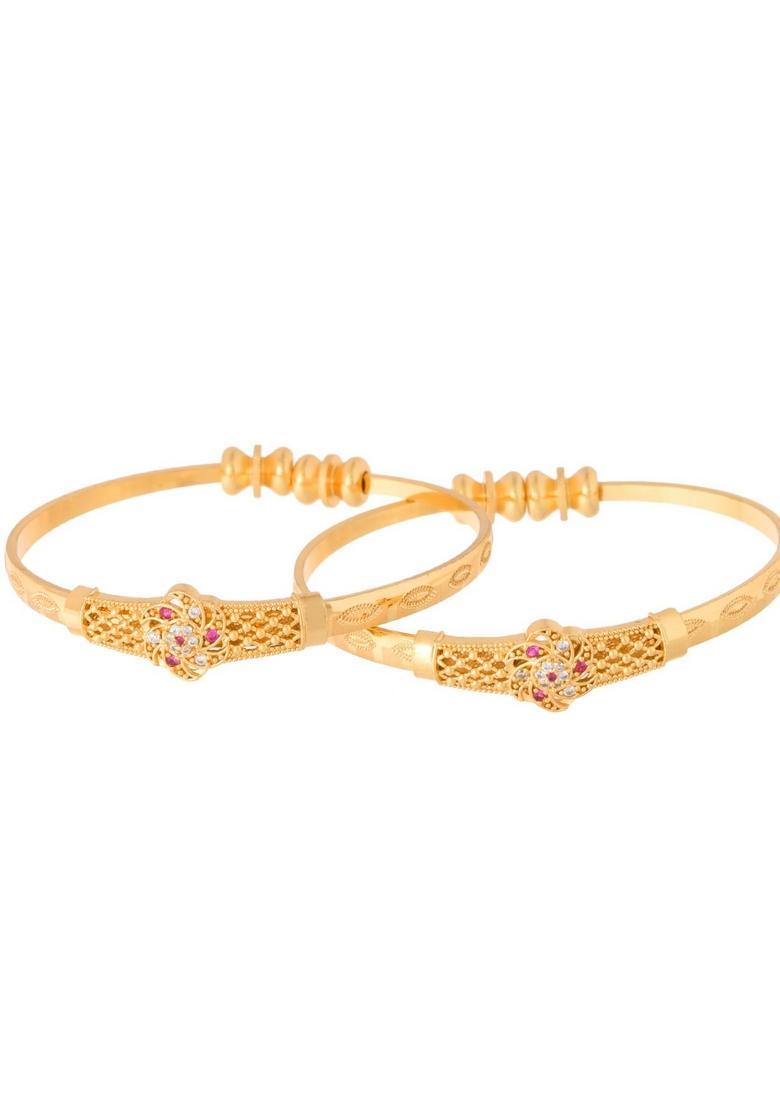 Gold Stainless Steel Bangles - Indya