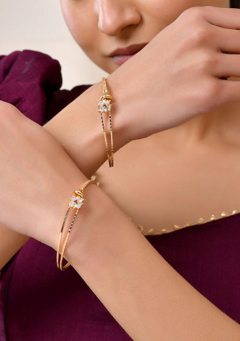 Gold Stainless Steel Bangles - Indya
