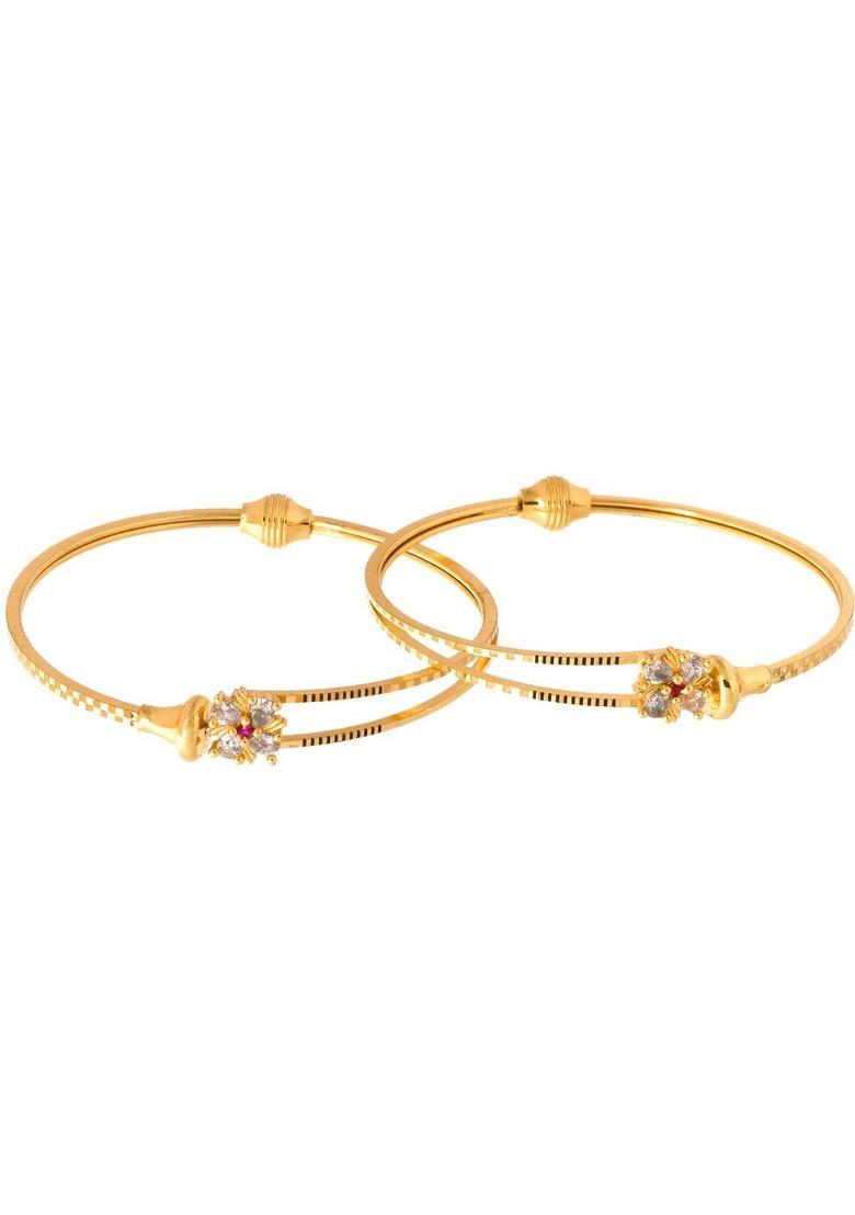 Gold Stainless Steel Bangles - Indya