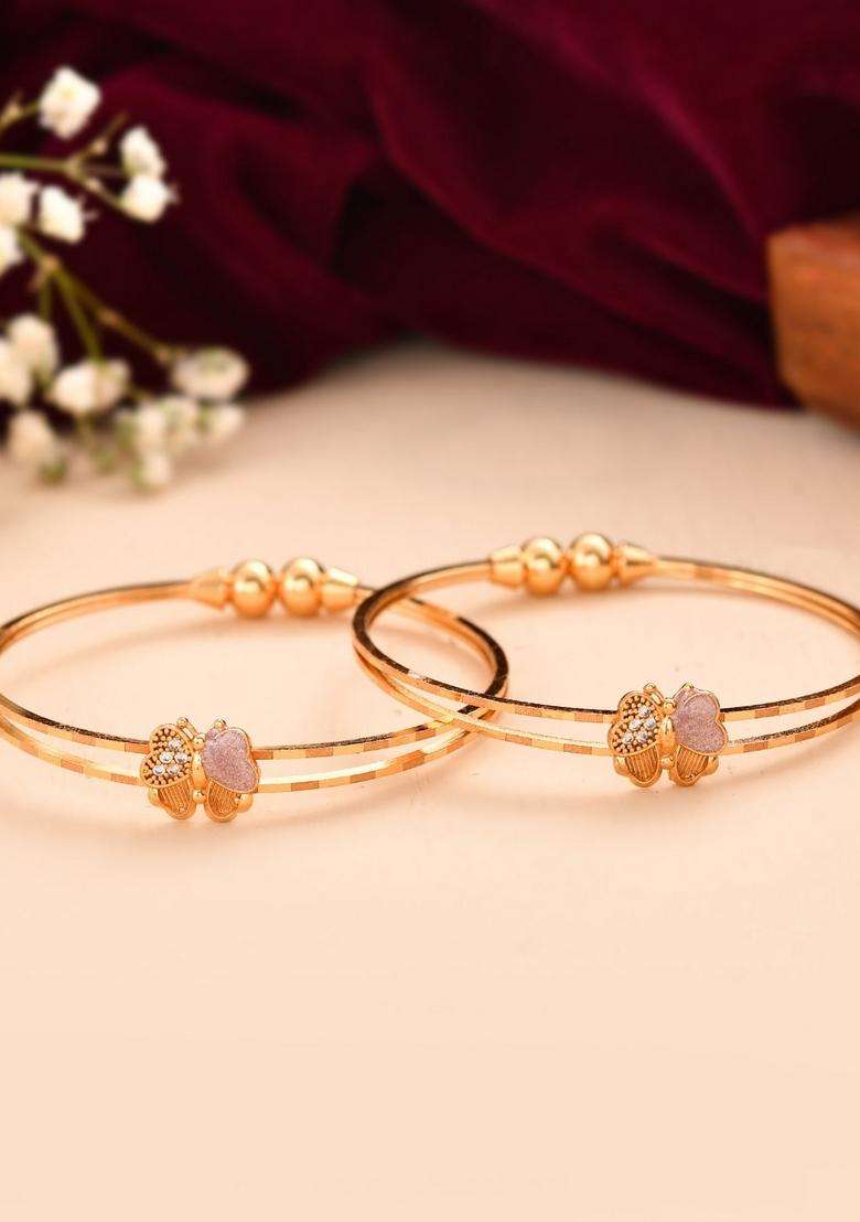 Gold Stainless Steel Bangles - Indya