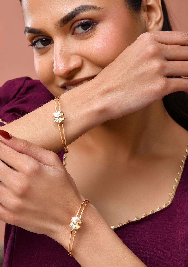 Gold Stainless Steel Bangles - Indya