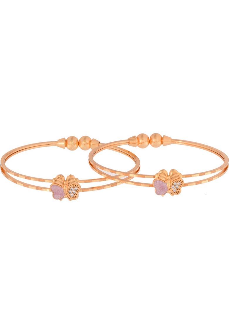 Gold Stainless Steel Bangles - Indya