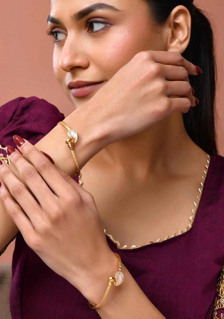 Gold Stainless Steel Bangles - Indya