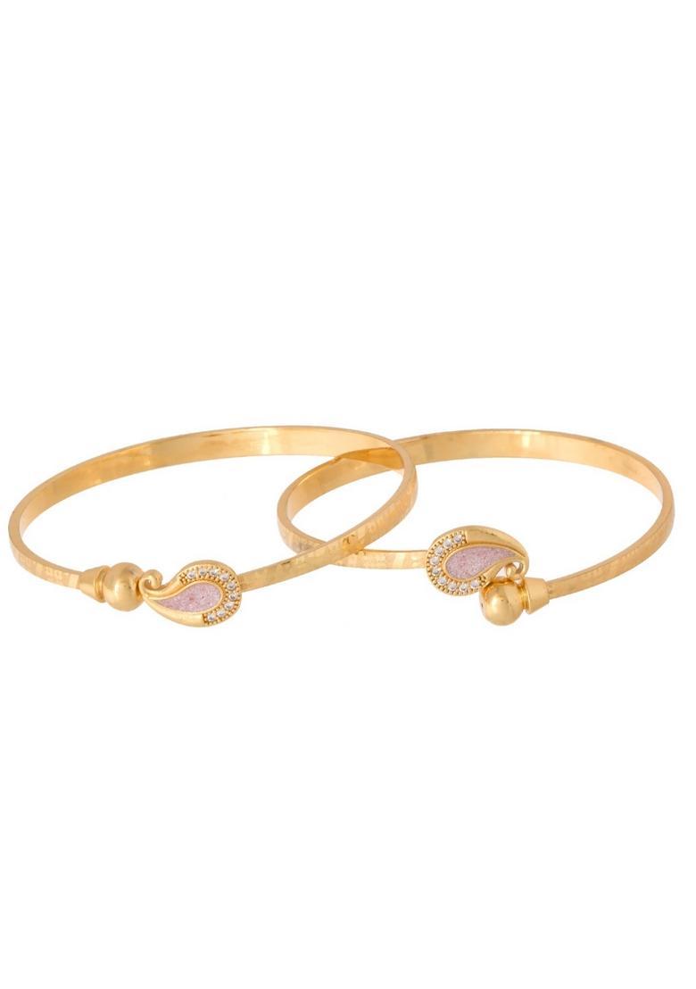 Gold Stainless Steel Bangles - Indya
