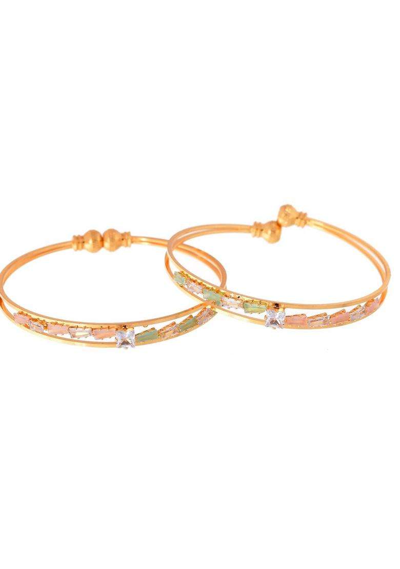 Gold Stainless Steel Bangles - Indya