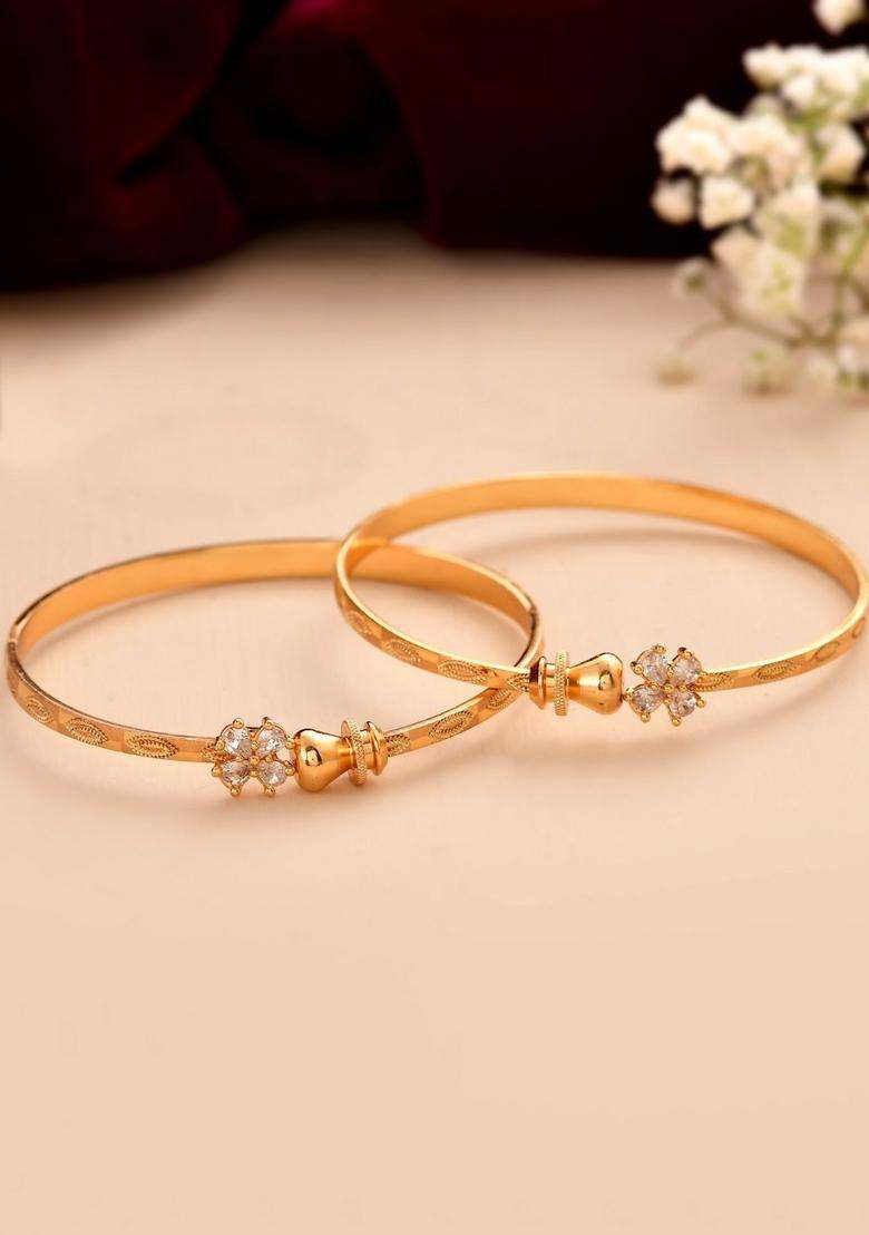 Gold Stainless Steel Bangles - Indya