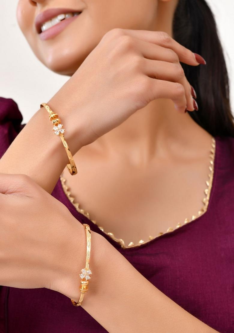 Gold Stainless Steel Bangles - Indya