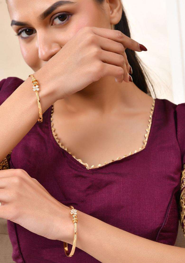 Gold Stainless Steel Bangles - Indya