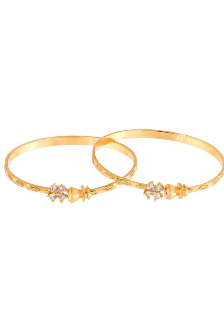 Gold Stainless Steel Bangles - Indya