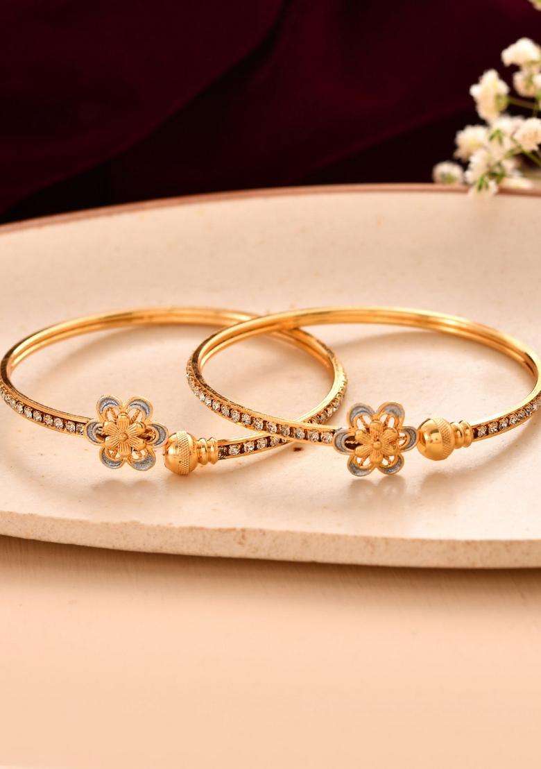 Gold Stainless Steel Bangles - Indya