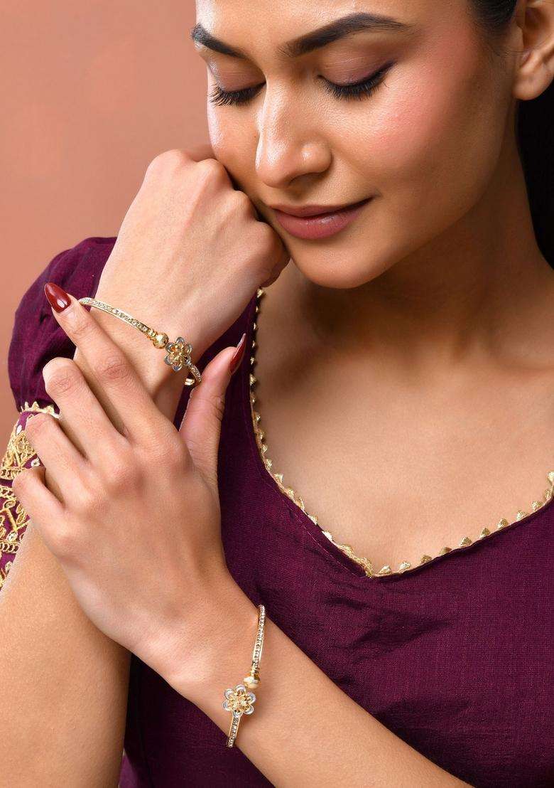 Gold Stainless Steel Bangles - Indya