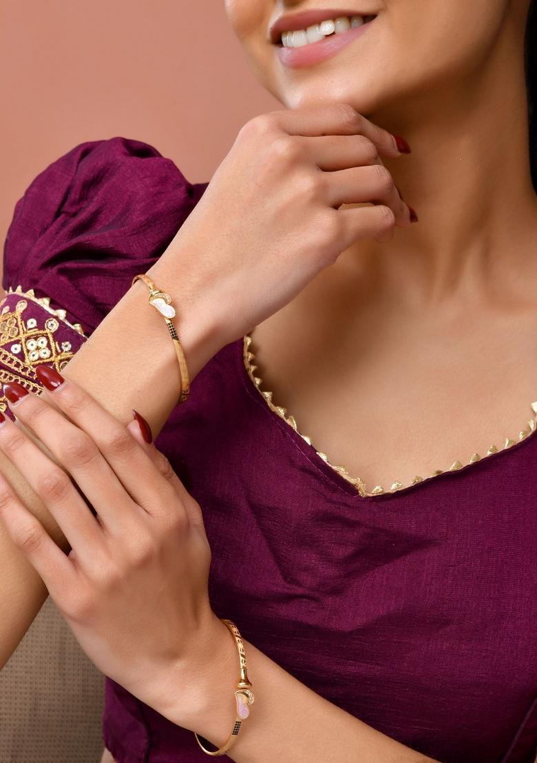 Gold Stainless Steel Bangles - Indya