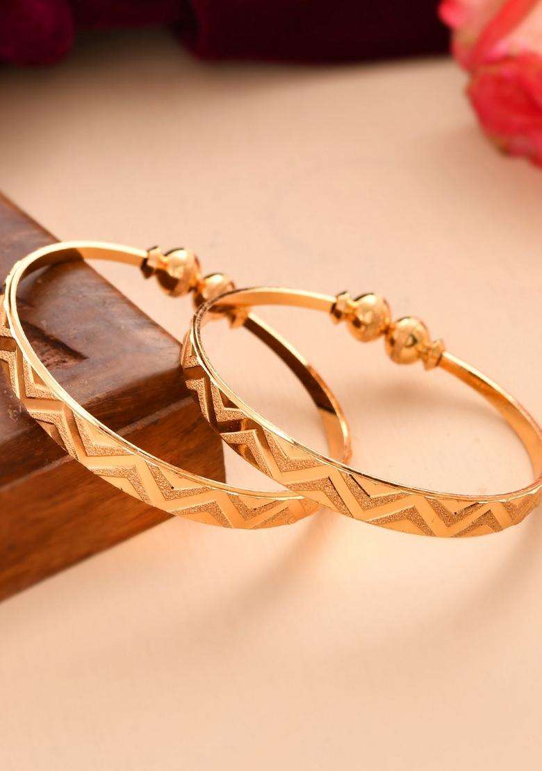 Gold Stainless Steel Bangles - Indya