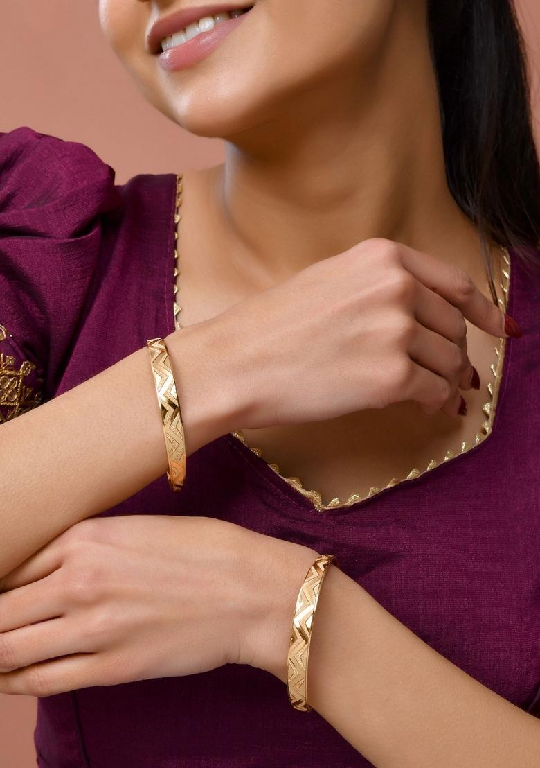 Gold Stainless Steel Bangles - Indya