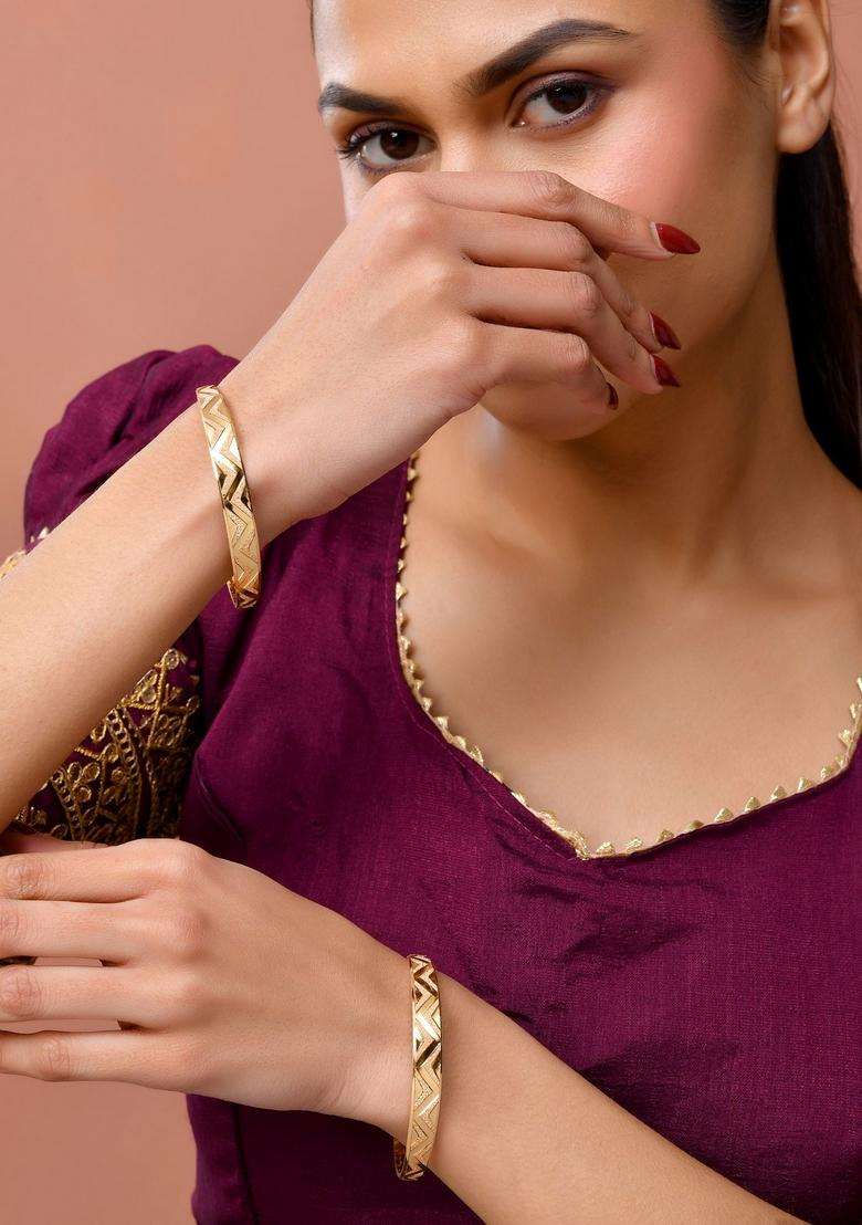 Gold Stainless Steel Bangles - Indya