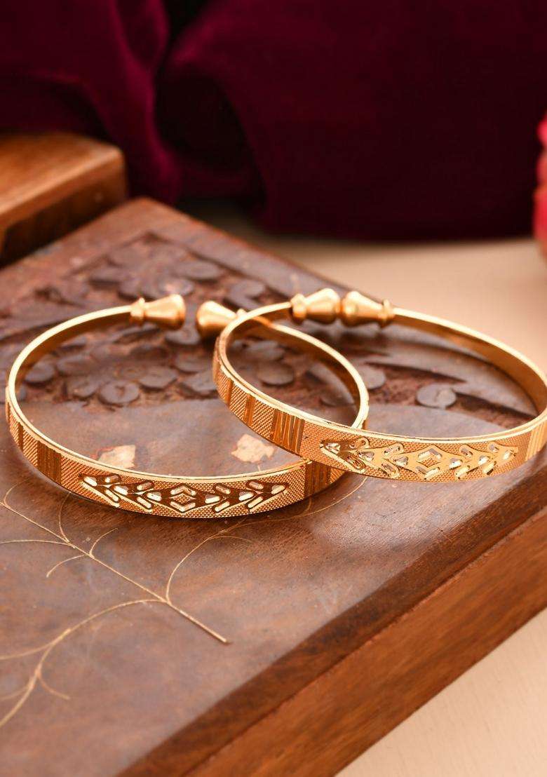 Gold Stainless Steel Bangles - Indya