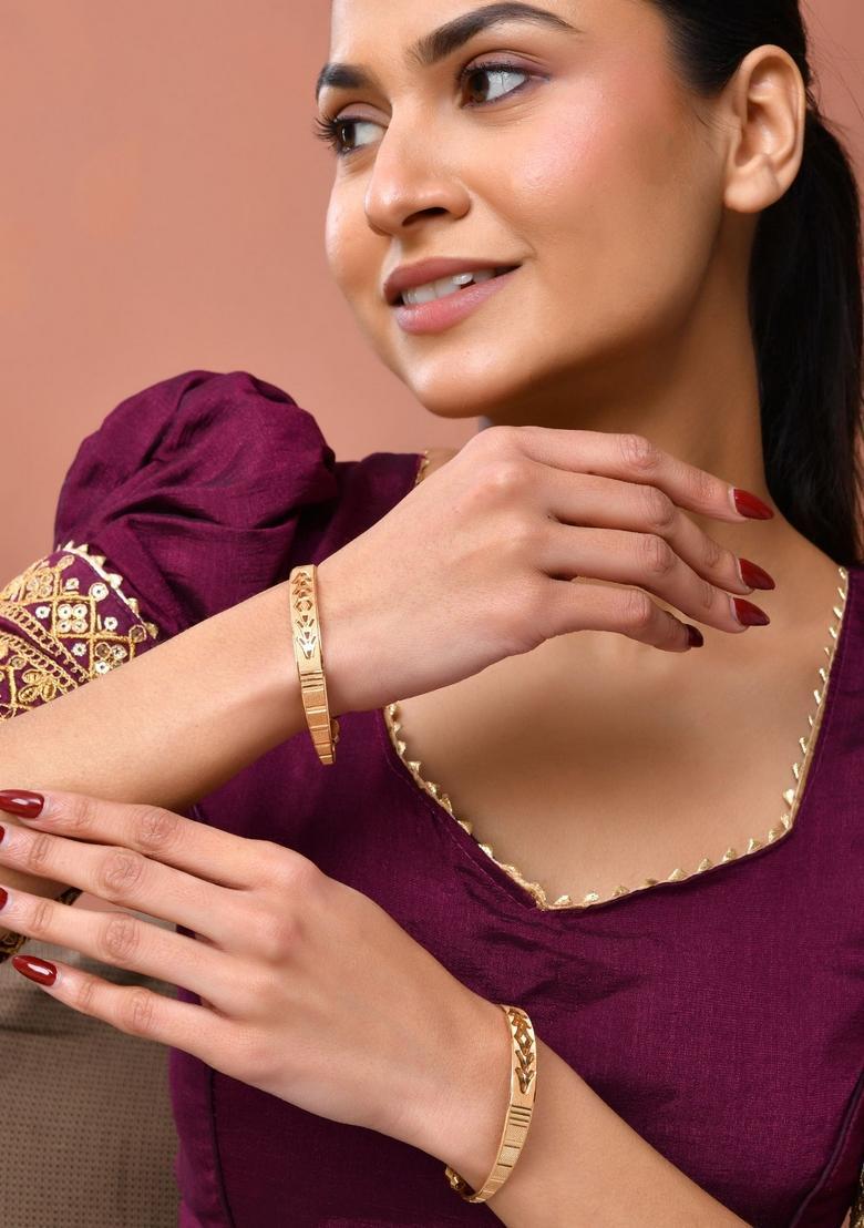 Gold Stainless Steel Bangles - Indya