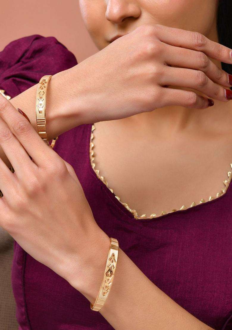Gold Stainless Steel Bangles - Indya