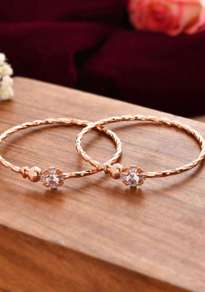 Rose Gold Stainless Steel Bangles - Indya
