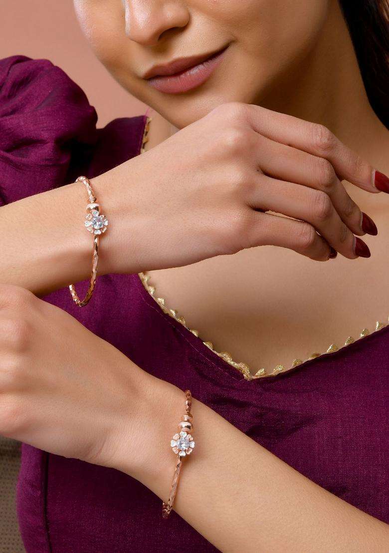 Rose Gold Stainless Steel Bangles - Indya